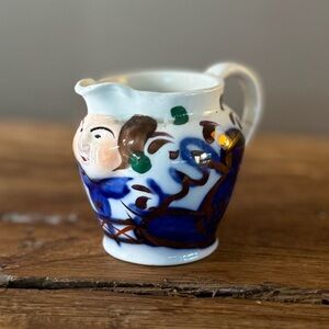 Gaudy Welsh Antique Face Spout Miniature Ceramic Jug Creamer Vintage Allertons